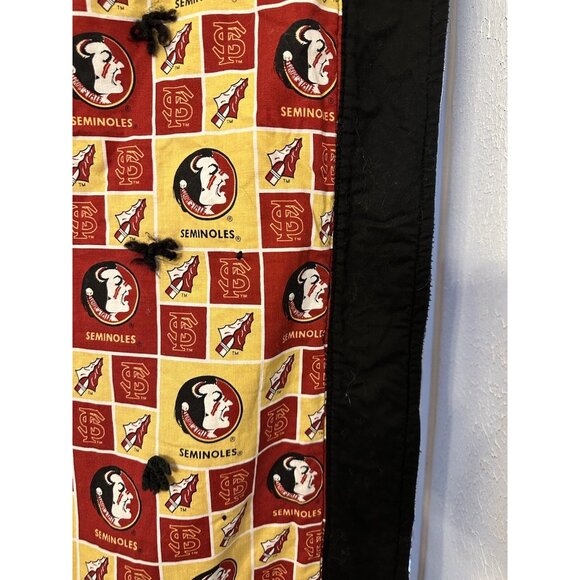 OOAk FSU Seminoles Handmade Crazy Quilt Blanket 72x44 Fleece Football Reversible - Picture 2 of 16